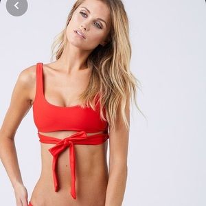 Jade Red Bikini Top